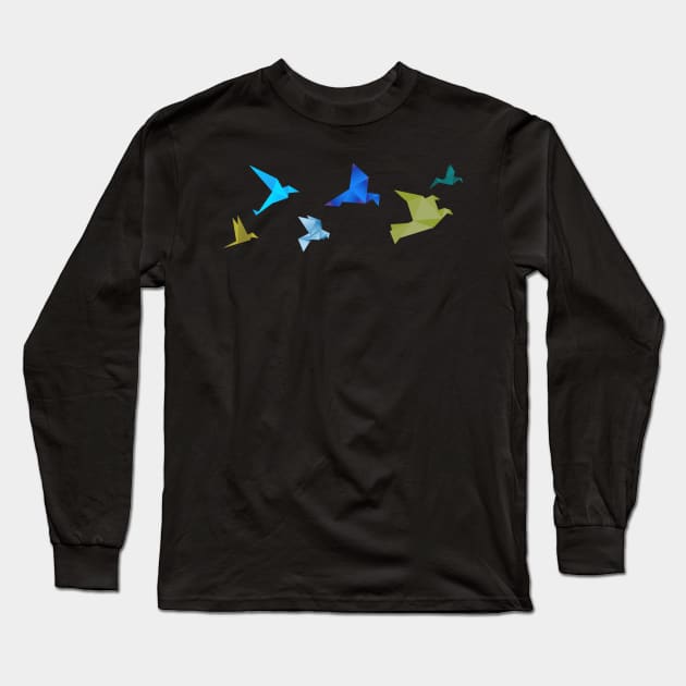 Origami Birds in Flight Long Sleeve T-Shirt by DavidLoblaw